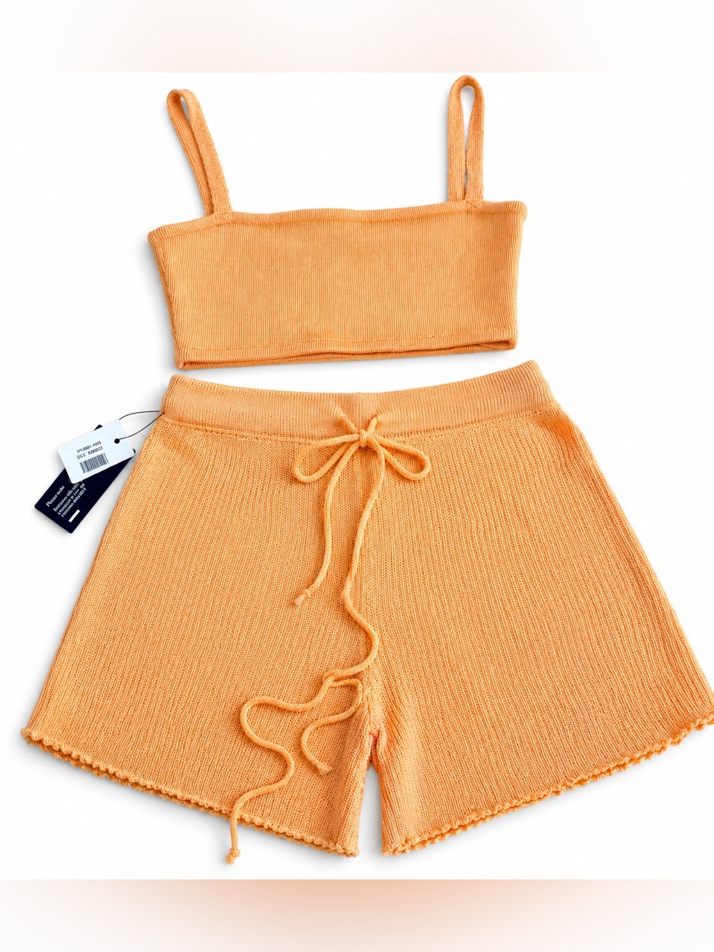 NWT Calle Del Mar Apricot Knit Matching Set Top L Shorts M Made USA